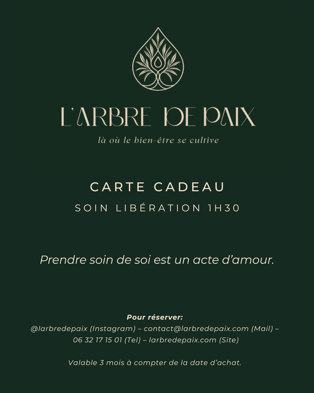 Carte Cadeau Soin Libération 1H30